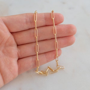 Gold Link Necklace / Paperclip Chain / Rectangle Link Chain / Necklaces to Layer / C10