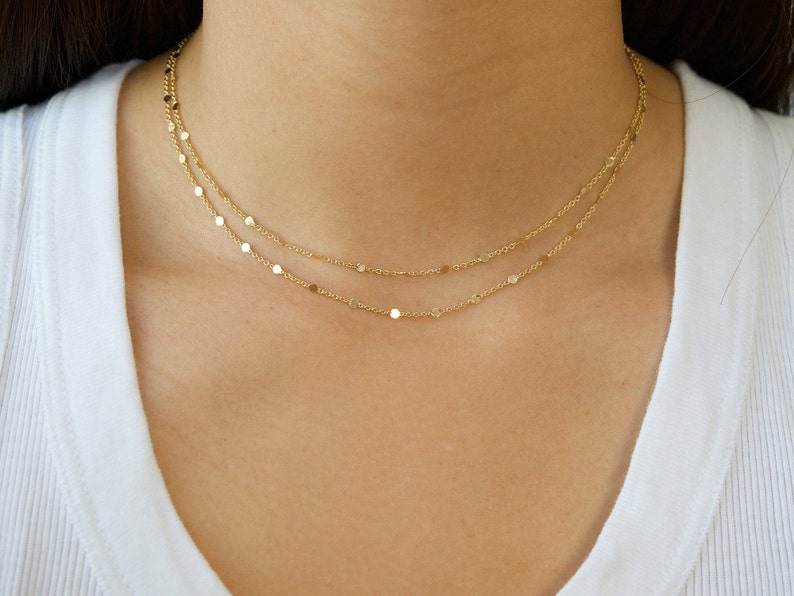 Double Layer Gold Necklace Set / Two Strand Choker / Multi Strand Necklace / Double Chain Choker / DL5 