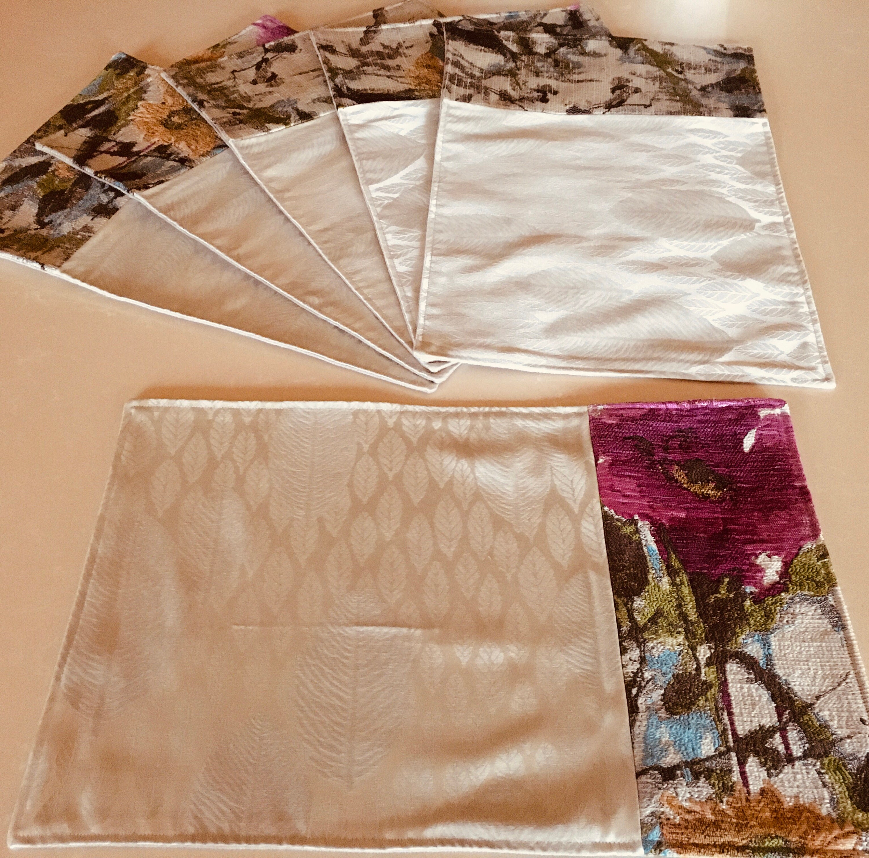 A Set of 6 Elegant Placemats combining Self Patterned Cotton Etsy