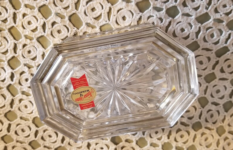 Vintage Anna Hutte W Germany Crystal Trinket Jewelry Box 4x6 MIB