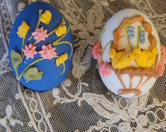 Paire d'oeufs enrobés de sucre vintage Murray Allen fabriqués en Italie LOVELY