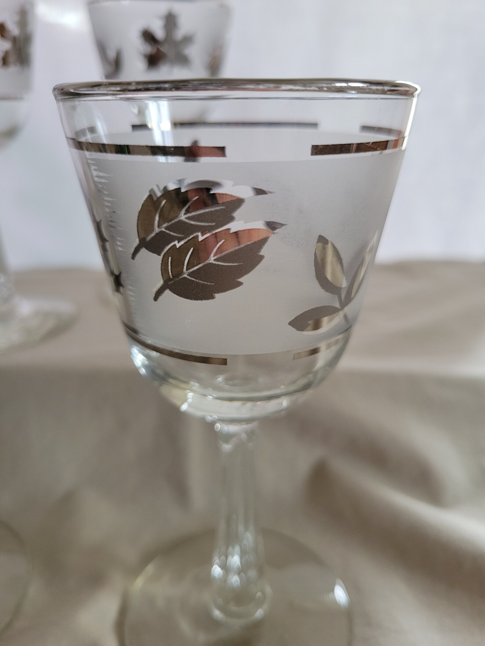 Vintage Libbey Frosted Silver Leaf Glasses Set of 6 MCM Etsy