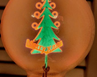 Ampoules vintage Joyeux Noël Aerolux Duro-Lite Neon Mood Lite Neuf Old Stock dans une boîte de 5 disponibles