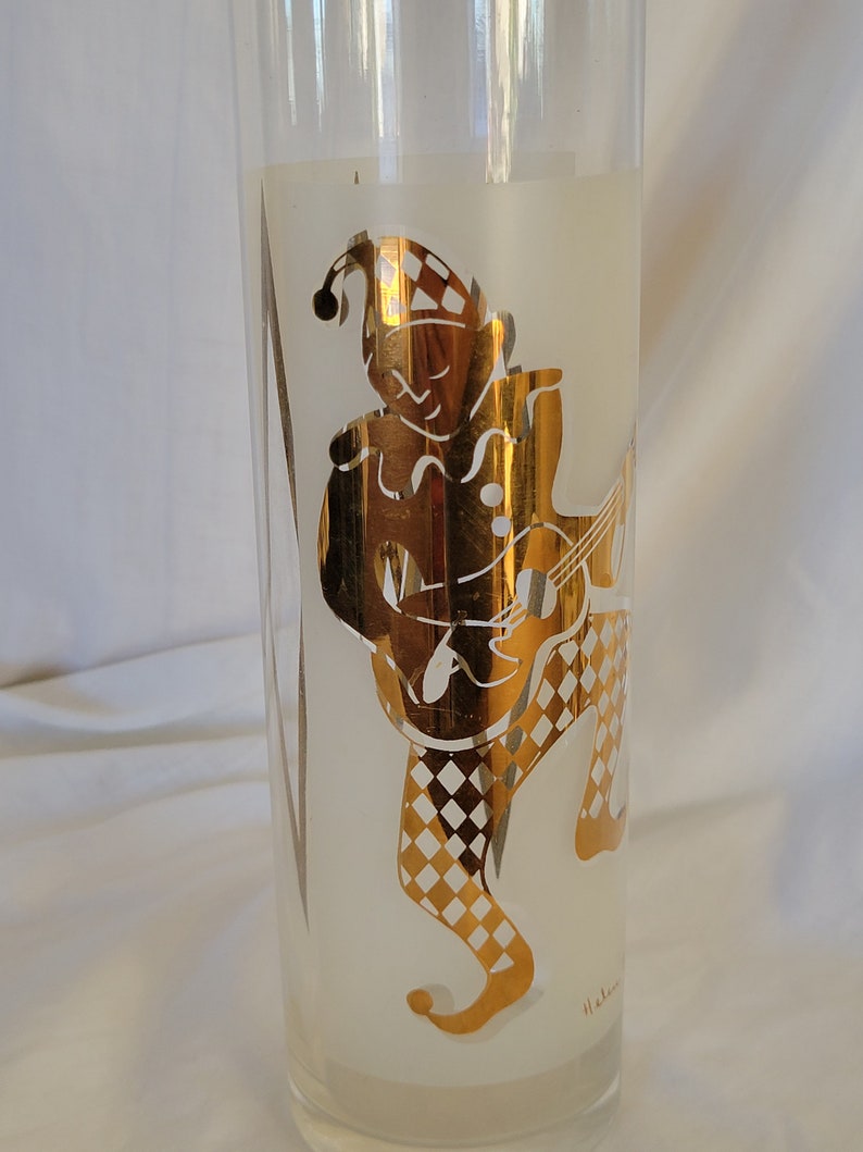 Vintage Cocktail Set Jester Harlequin Signed Helen Conroy MCM Barware FANTASTIC image 4