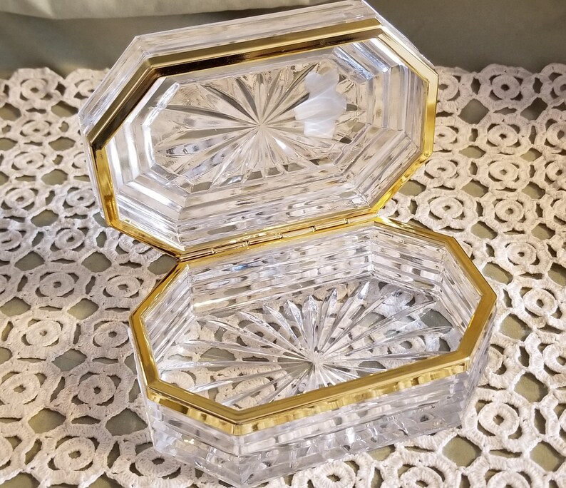 Vintage Anna Hutte W Germany Crystal Trinket Jewelry Box 4x6 MIB