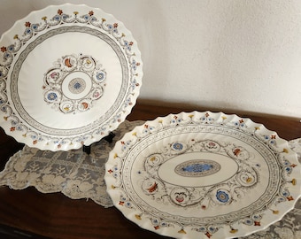 Vintage Spode Copeland Florence Set of 2 Platters 17" Oval 13" Round No Chips Earthenware 1949 GORGEOUS