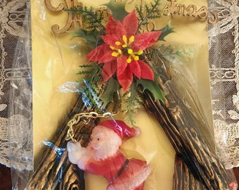 Suspension murale vintage Père Noël joyeux Noël entrée New Old Stock Hong Kong SWEET