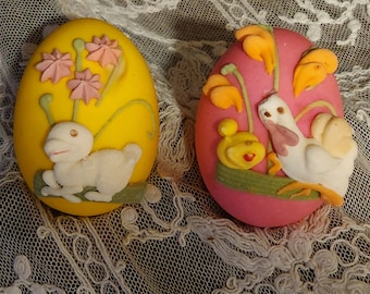 Paire d'oeufs enrobés de sucre vintage Murray Allen fabriqués en Italie LOVELY