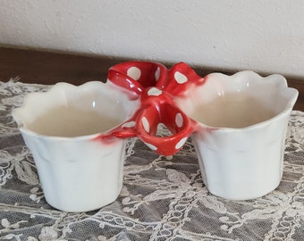 Vintage Shawnee Double Planter avec Polka Dot Bow SWEET