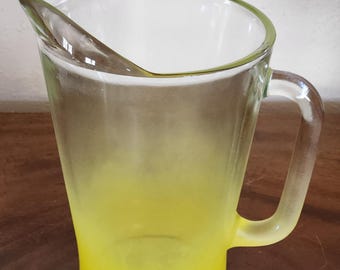 Vintage West Virginia Glass Yellow Blendo Pitcher MCM WOW