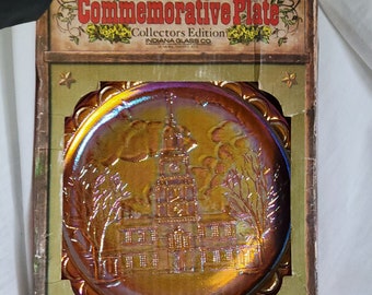 Vintage Indiana Carnival Glass Commemorative Plate in Original Box