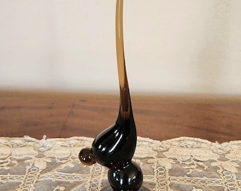 Vintage Viking Glass Epic Short Tail Bird #1311 Brown ROOT BEER RARE