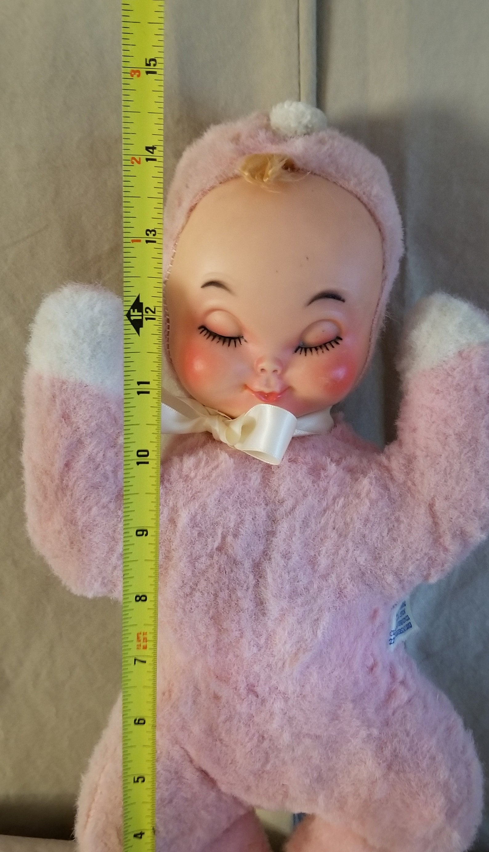 Vintage 50s Rubber Face Baby Doll Plush Pink and White Musical | Etsy