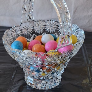 Vintage Glass Candy Dish Basket BEAUTIFUL