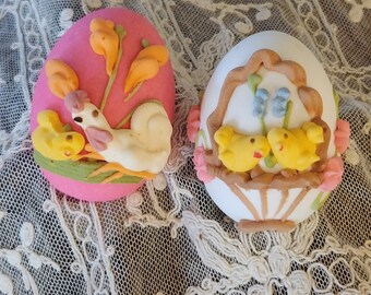 Paire d'oeufs enrobés de sucre vintage Murray Allen fabriqués en Italie LOVELY