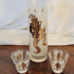 Vintage Cocktail Set Jester Harlequin Signed Helen Conroy MCM Barware FANTASTIC image 1