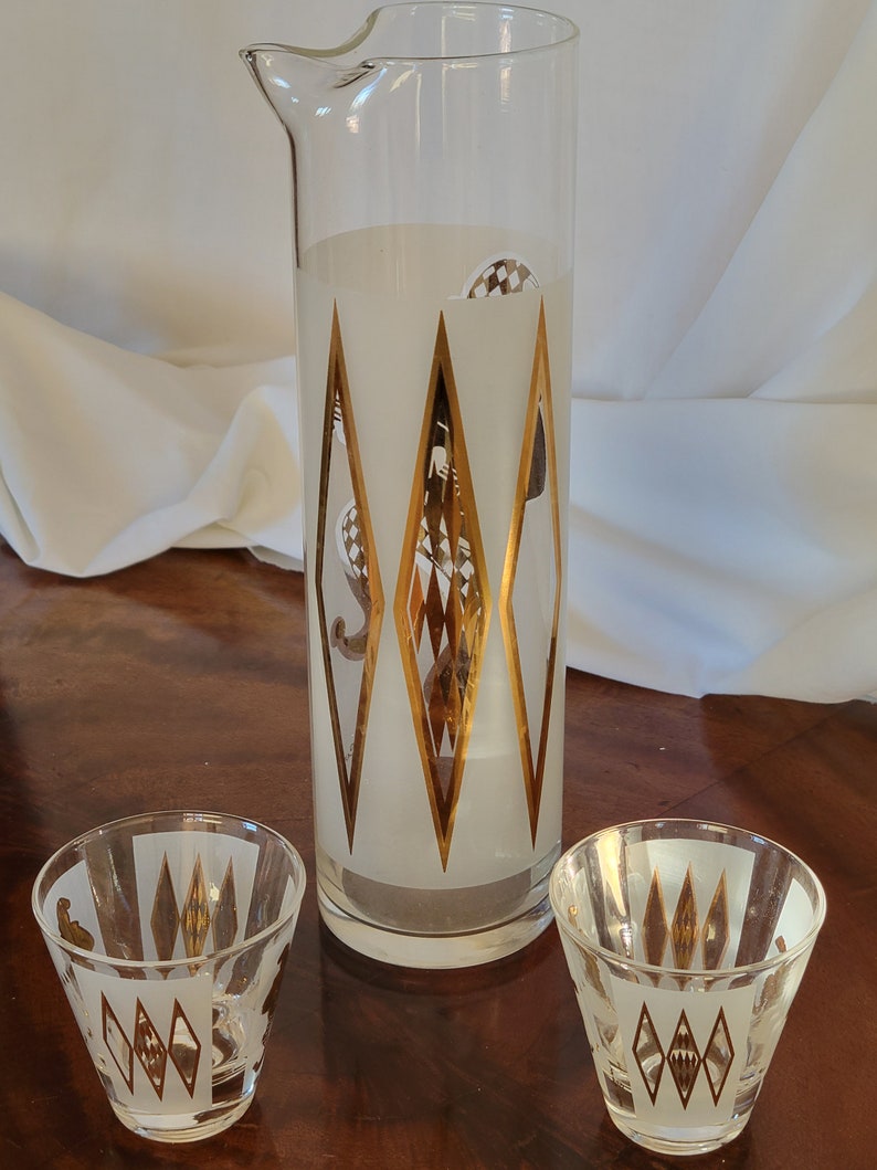 Vintage Cocktail Set Jester Harlequin Signed Helen Conroy MCM Barware FANTASTIC image 2