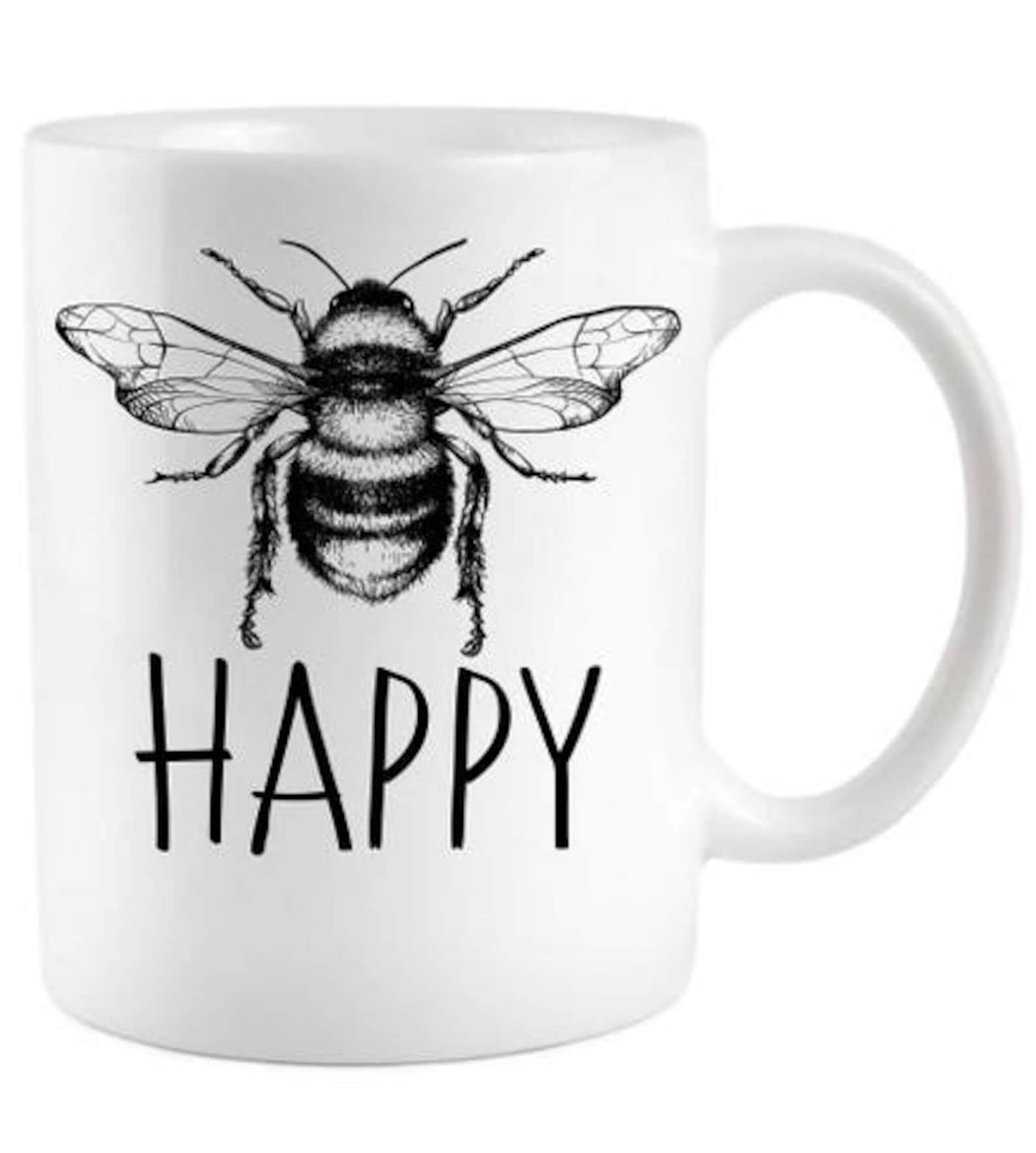 Cute Vintage Bee Happy Coffee Mug | Etsy