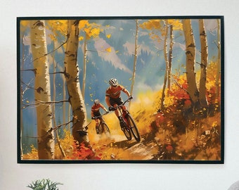 Mountain Bike Art Digital Download | Mountain Biker Painting, Mountain Biking Wall Art