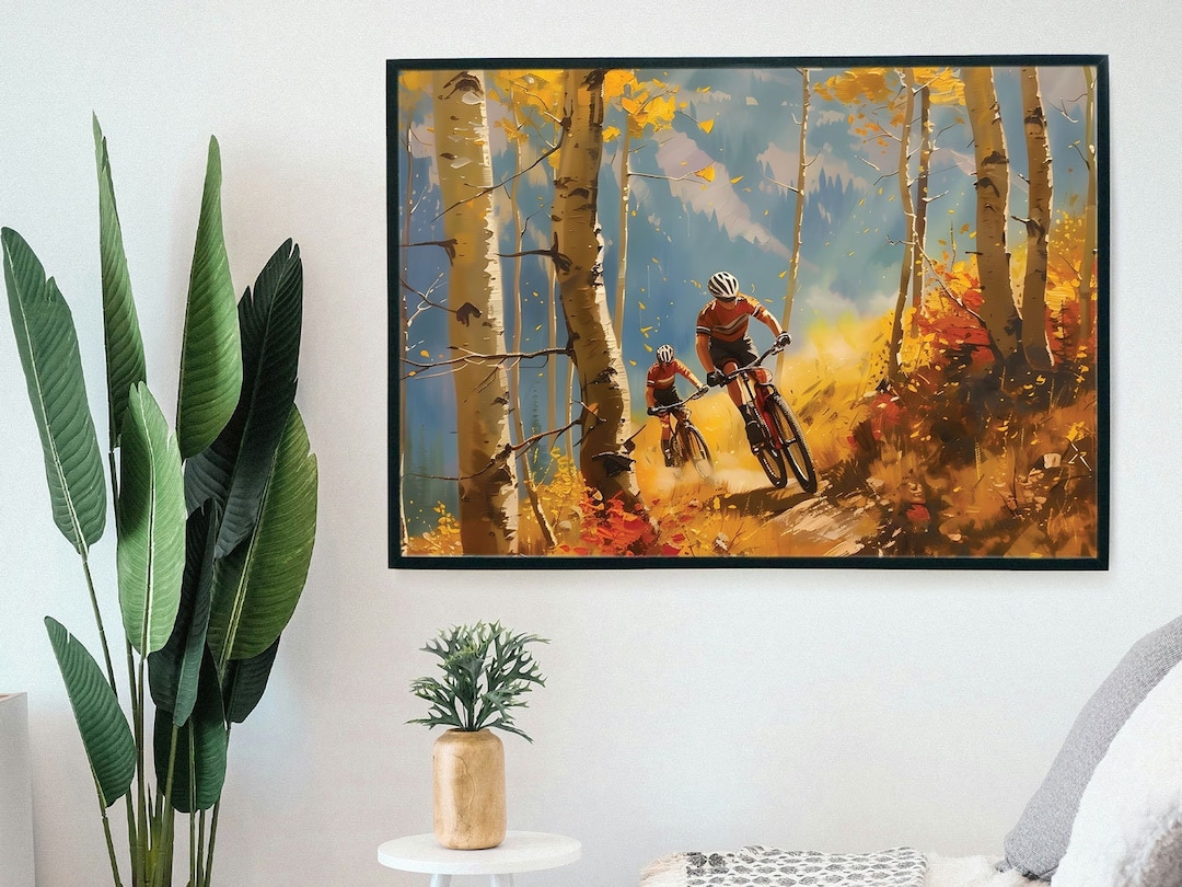 Mountain Bike Art Digital Download Mountain Biker Painting, Mountain