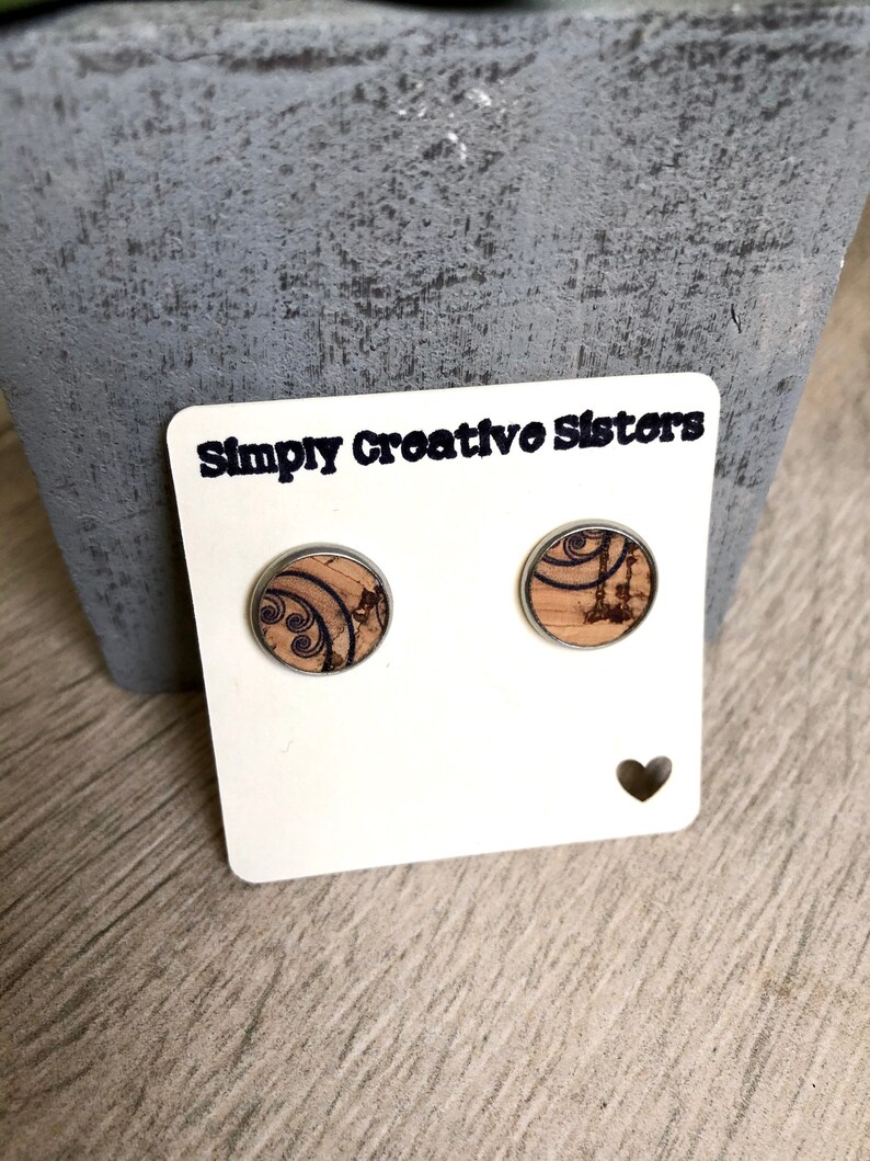 Portuguese Cork Stud Earrings \u2022 Stud Earrings\u2022 Patterned Earrings \u2022 Christmas Gift