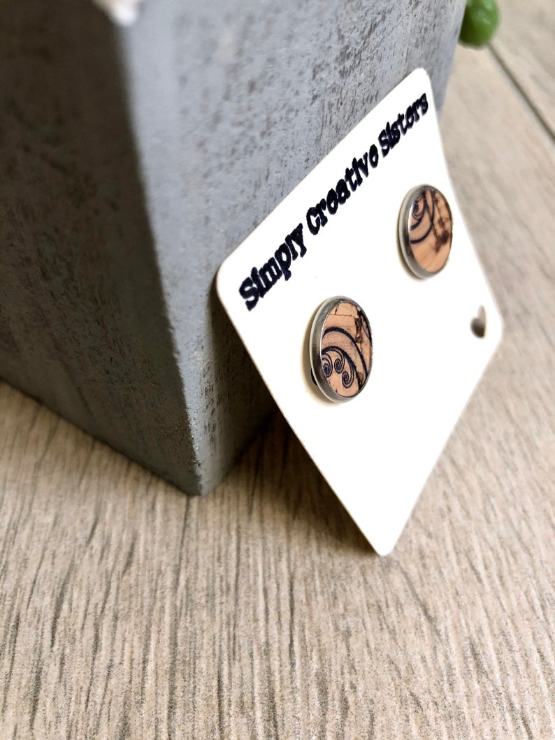 Portuguese Cork Stud Earrings \u2022 Stud Earrings\u2022 Patterned Earrings \u2022 Christmas Gift