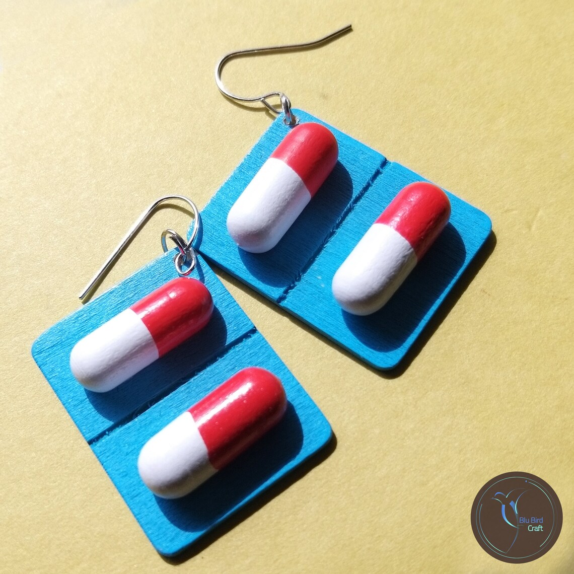 Funky Blue Pill Capsule Tablet Earrings Dangle & Drop Etsy