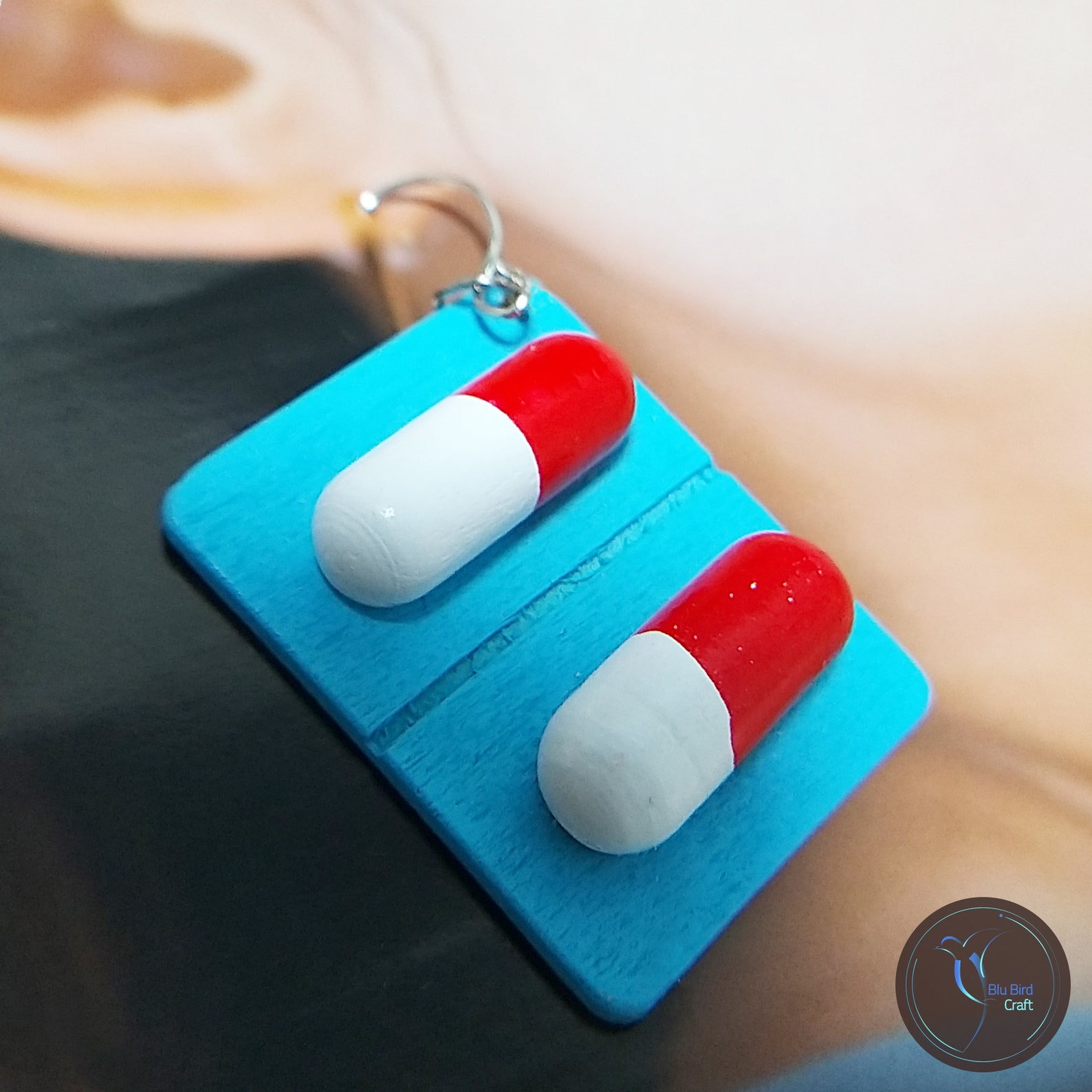 Funky Blue Pill Capsule Tablet Earrings Dangle & Drop Etsy