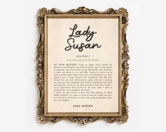 Lady Susan Poster  - Jane Austen Digital Download - Printable Book Art Gift