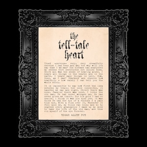 Tell Tale Heart - Wall Art - Edgar Allan Poe - Gothic Digital Download - Printable Halloween Book Art