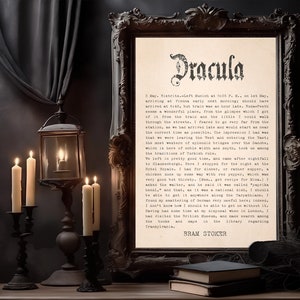 Dracula Wall Art Bram Stoker Gothic Digital Download Printable Halloween Book Art zdjęcie 2