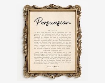 Persuasion Poster  - Jane Austen Digital Download - Printable Book Art Gift