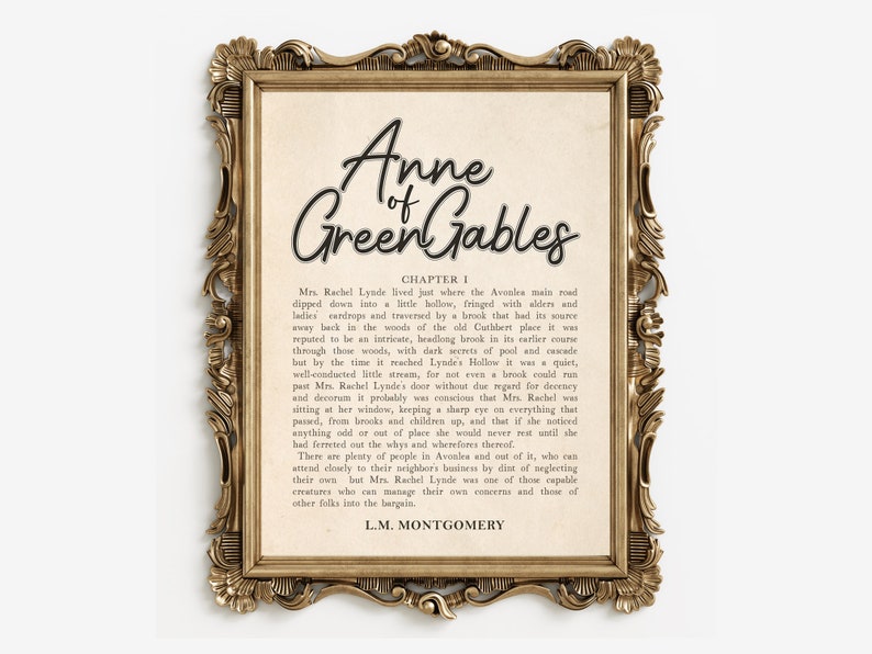 Anne of Green Gables Poster - 1st Chapter Book Wall Art - Anne With an ...