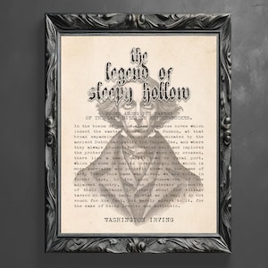 Legend of Sleepy Hollow Download - Book Art - Washington Irving - Spooky Digital Download - Printable Halloween Art