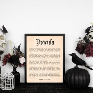 Dracula Wall Art Bram Stoker Gothic Digital Download Printable Halloween Book Art zdjęcie 4
