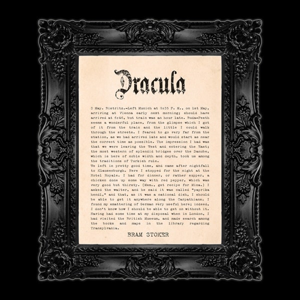 Dracula - Wall Art - Bram Stoker - Gothic Digital Download - Printable Halloween Book Art