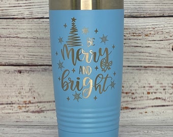 Merry and Bright | Christmas | Holiday Fun | 20oz. Stainless Steel Polar Camel Tumbler | Fun Gift