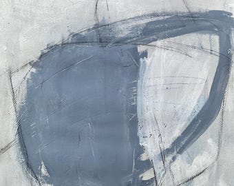 Pintura abstracta original sobre papel, arte de pared neutro, 18 x 24 pulgadas.
