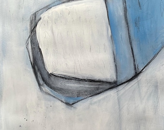 Pintura abstracta original sobre papel, arte de pared neutro, 18 x 24 pulgadas.