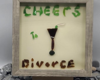 Sea Glass Divorce Martini Art: New Beginnings Gift