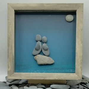 Pebble Art Couple, Framed Pebble Art Gift For Couple, Family Pebble Art, Family Pebble Portrait, Rock Art Couple, Pebble Art Couple in Love