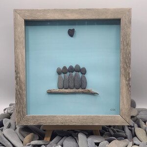 Pebble Art Family of Five picture, Framed Family of 5 Pebble Art Picture, Pebble Art Family, Rock Art Family of Five, Gift For Family of 5