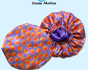 Orange Anime Satin Bonnet for Curly Hair, Silk Sleep Cap, Cosplay Hair Protection, Kawaii Anime Gift for Her, Ocean Motion