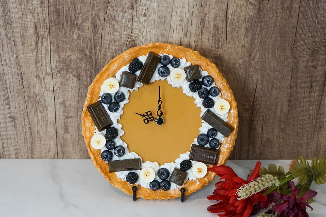 Caramel Chocolate Tart Clock, Fake Food Bakery Decor, Handmade Wall ...