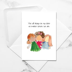 IRMÃS | Amizade | Melhor amiga, Amor internacional, Irmandade, Sempre juntas| Cartões de saudação em aquarela pintados à mão com envelope