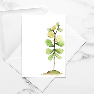FIG FOLHA DE VIOLINO | Arte vegetal, Arte minimalista, Cartão folha de violino, Cartão da natureza, Impressão artística, Cartão aquarela pintado à mão com envelope