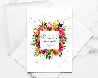 FRIENDSHIP PROVERBS 18:24 / Best Friends Card, JW Card, Friends Gift, Carta delle Scritture, Carte di auguri ad acquerello verniciate a mano con busta