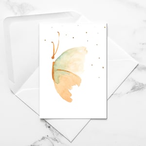 MARIPOSA / mariposa de acuarela, hermosa mariposa amarilla, tarjeta de acuarela pintada a mano con sobre