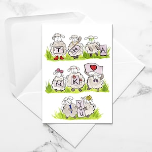 MERCI MOUTONS | Bergers, cartes de remerciement, le troupeau, les anciens, carte jw, cartes de correspondance pliées avec enveloppes