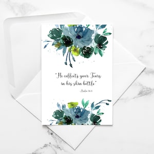 Il sauve VOS LARMES | Carte de condoléances, carte de chagrin, larmes, perte, carte chrétienne, JW, carte aquarelle peinte à la main avec enveloppe